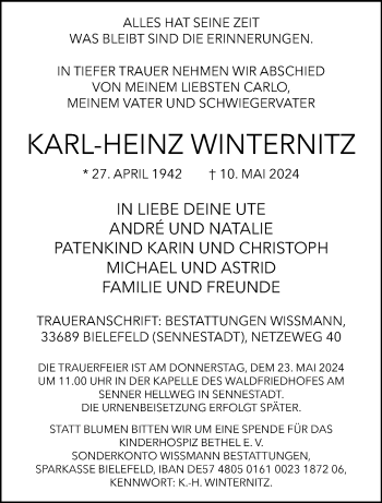 Traueranzeige von Karl-Heinz Winternitz von Westfalen Blatt
