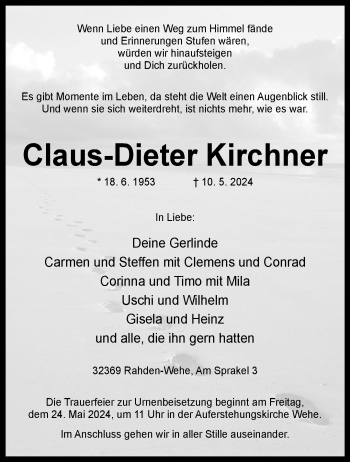 Traueranzeige von Claus-Dieter Kirchner von Westfalen Blatt