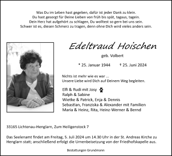 Traueranzeige von Edeltraud Hoischen von Westfalen Blatt