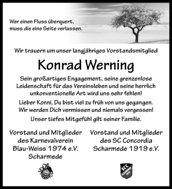 Traueranzeige von Konrad Werning von Westfalen Blatt