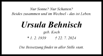 Traueranzeige von Ursula Behnisch von Westfalen Blatt