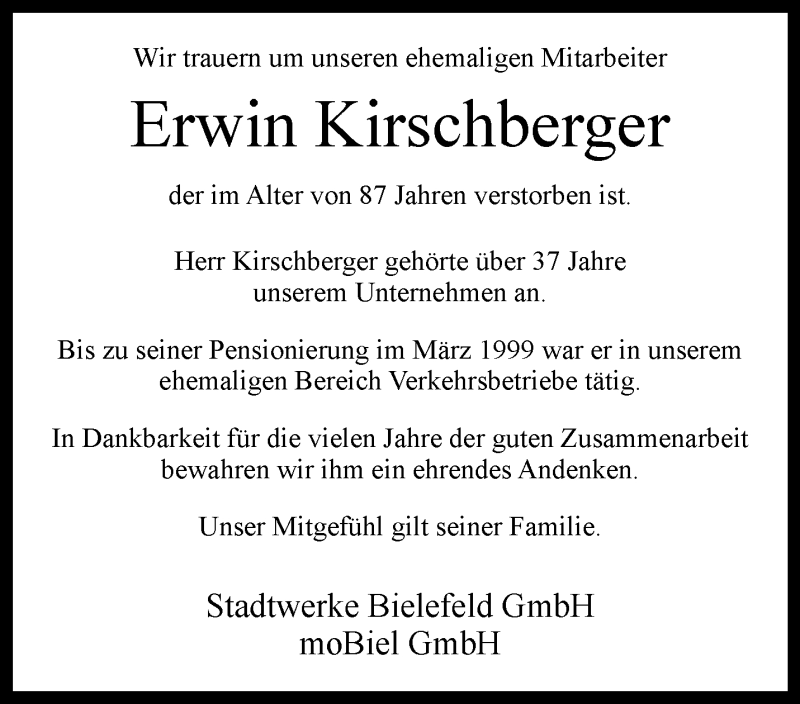  Traueranzeige für Erwin Kirschberger vom 11.07.2024 aus Westfalen Blatt