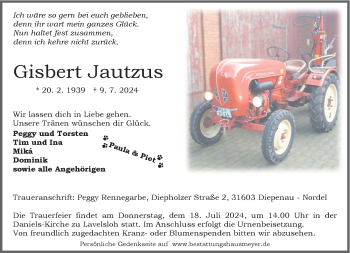 Traueranzeige von Gisbert Jautzus von Westfalen Blatt