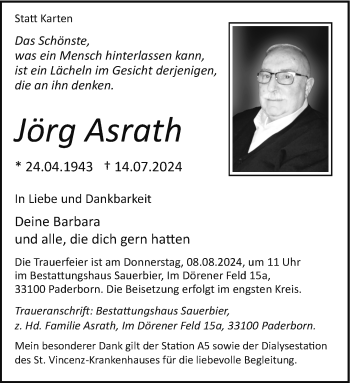 Traueranzeige von Jörg Asrath von Westfalen Blatt