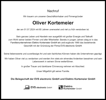 Traueranzeige von Oliver Kortemeier von Westfalen Blatt