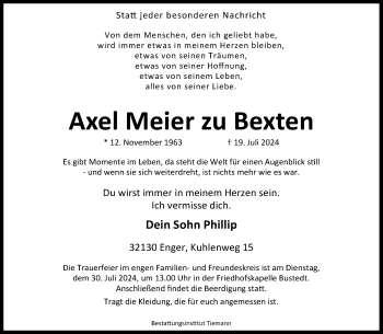 Traueranzeige von Axel Meier zu Bexten von Westfalen Blatt