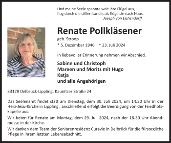 Traueranzeige von Renate Pollkläsener von Westfalen Blatt