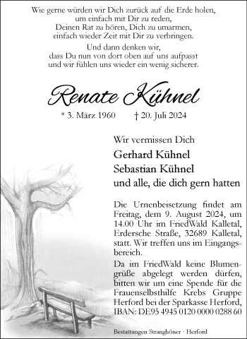 Traueranzeige von Renate Kühnel von Westfalen Blatt