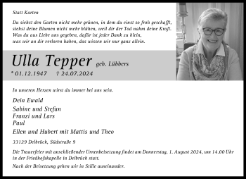 Traueranzeige von Ulla Tepper von Westfalen Blatt