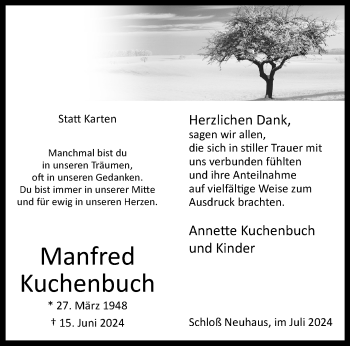 Traueranzeige von Manfred Kuchenbuch von Westfalen Blatt