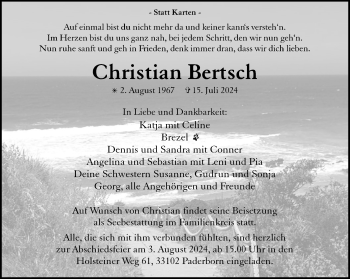 Traueranzeige von Christian Bertsch von Westfalen Blatt