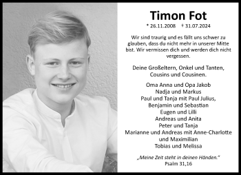 Traueranzeige von Timon Fot von Westfalen Blatt