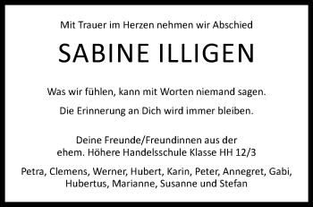 Traueranzeige von Sabine Illigen von Westfalen Blatt