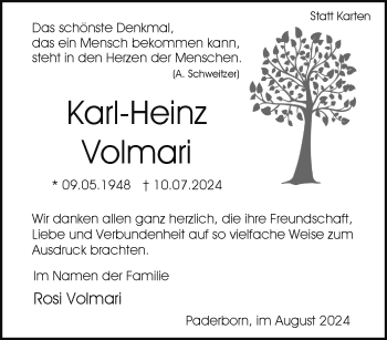 Traueranzeige von Karl-Heinz Volmari von Westfalen Blatt