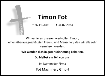 Traueranzeige von Timon Fot von Westfalen Blatt