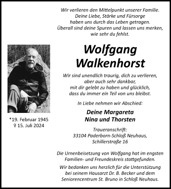 Traueranzeige von Wolfgang Walkenhorst von Westfalen Blatt