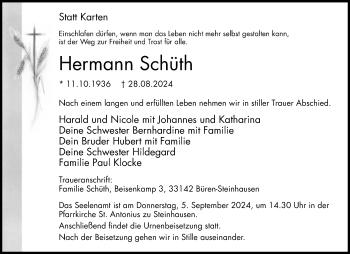 Traueranzeige von Hermann Schüth von Westfalen Blatt