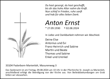 Traueranzeige von Anton Ernst von Westfalen Blatt