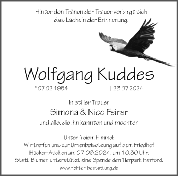 Traueranzeige von Wolfgang Kuddes von Westfalen Blatt
