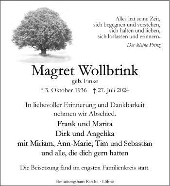 Traueranzeige von Magret Wollbrink von Westfalen Blatt