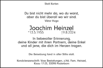 Traueranzeige von Joachim Heinzel von Westfalen Blatt