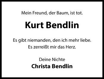 Traueranzeige von Kurt Bendlin von Westfalen Blatt