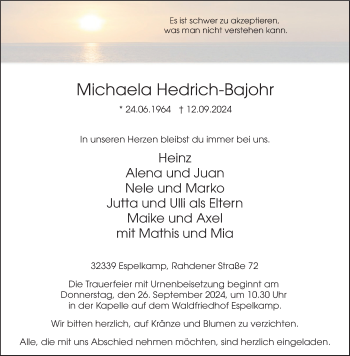 Traueranzeige von Michaela Hedrich-Bajohr von Westfalen Blatt