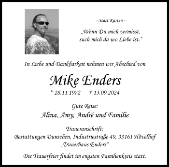 Traueranzeige von Mike Enders von Westfalen Blatt