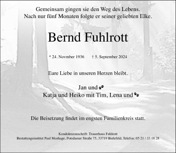 Traueranzeige von Bernd Fuhlrott von Westfalen Blatt
