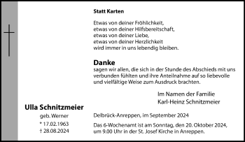 Traueranzeige von Ulla Schnitzmeier von Westfalen Blatt