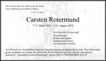 Traueranzeige von Carsten Rotermund von Westfalen Blatt