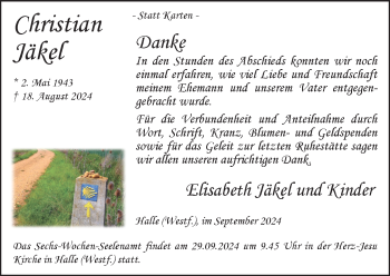 Traueranzeige von Christian Jäkel von Westfalen Blatt