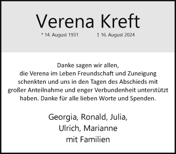 Traueranzeige von Verena Kreft von Westfalen Blatt