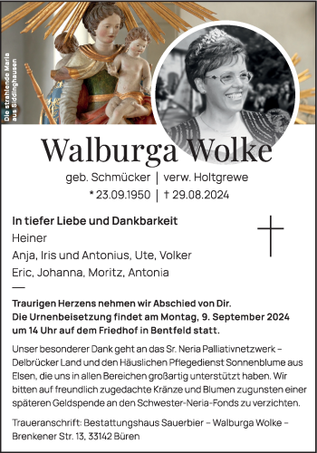 Traueranzeige von Walburga Wolke von Westfalen Blatt
