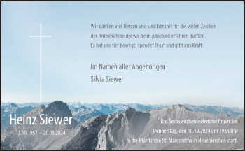 Traueranzeige von Heinz Siewer von Westfalen Blatt
