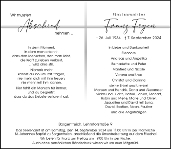 Traueranzeige von Franz Fögen von Westfalen Blatt