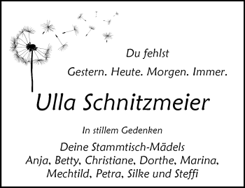 Traueranzeige von Ulla Schnitzmeier von Westfalen Blatt