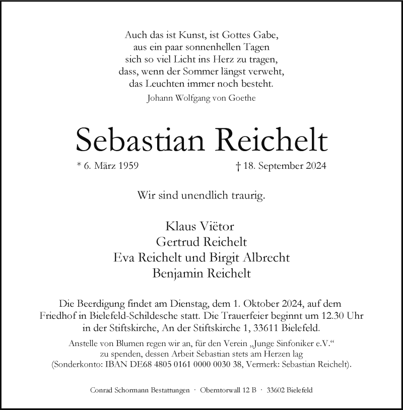  Traueranzeige für Sebastian Reichelt vom 21.09.2024 aus Westfalen Blatt